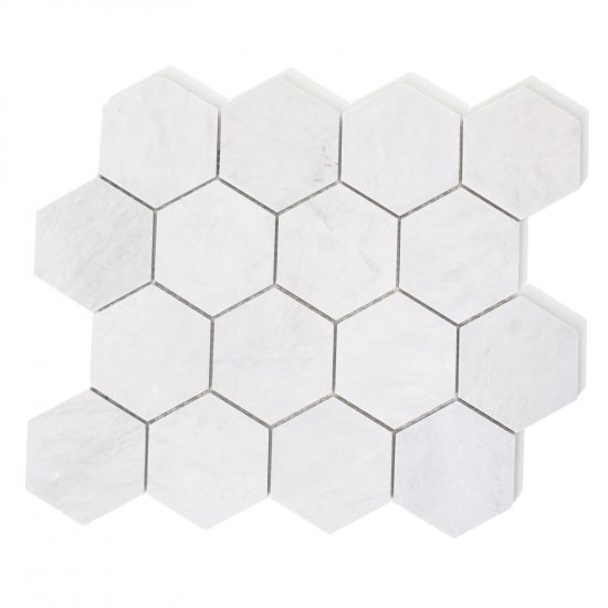 Marmur biały bianco neve deco mozaika hexagon „m”