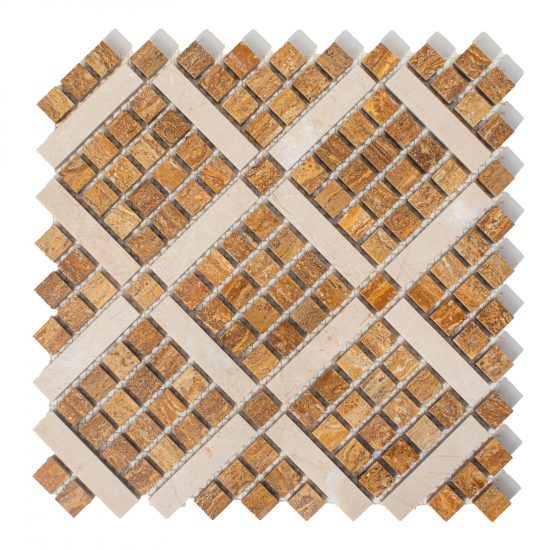 Marmur beż cream pino & cona brown mozaika kostki