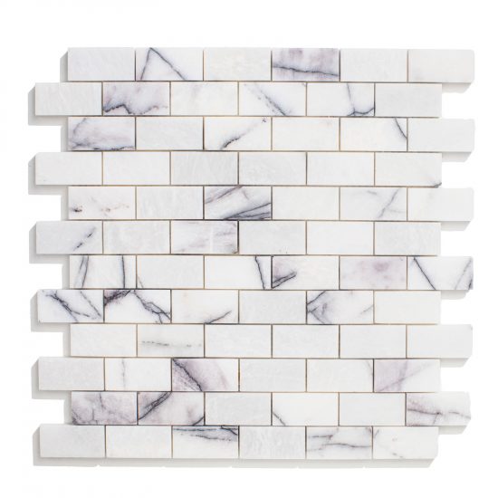 Marmur biały lilac mozaika brick bone