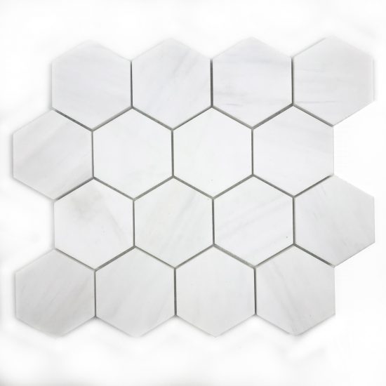 Marmur biały glacier white mozaika hexagon „m”