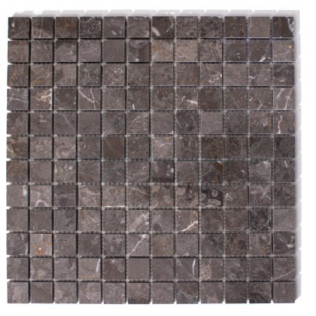 Mozaika marmurowa kostki z szarego marmuru mount grey kwadraty  wielkości  2,3/2,3 cm, grubość 1 cm, wykończenie polerowane