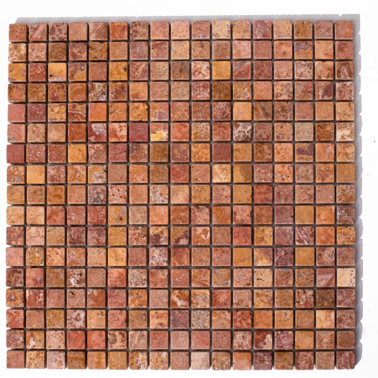 Trawertyn czerwień bordeaux mozaika kostki