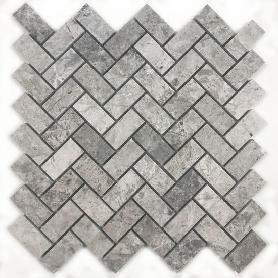 Marmur szary tundra grey mozaika herringbone