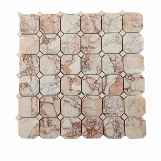 Marmur sakura & beige crystallino mozaika octagon