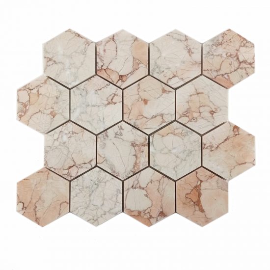 Marmur sakura mozaika hexagon „m”